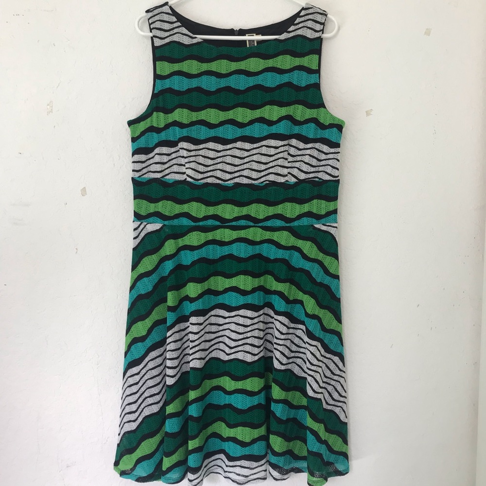 Green Wavy Striped Dress